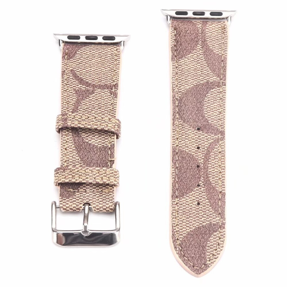 (#2 42/44/45/46/49Mm) Compatible With The Apple Watch 10Th Generation Leather Wristband Brown 930870415768