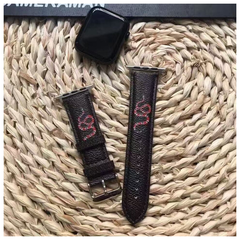 (B, 42/44/45/49Mm Universal) Suitable For Apple 49 Watch Strap 42 Printed Edge Leather Wristwatch Strap 38Iwatch40 Leather Bowl Strap 44 Black 930870415270