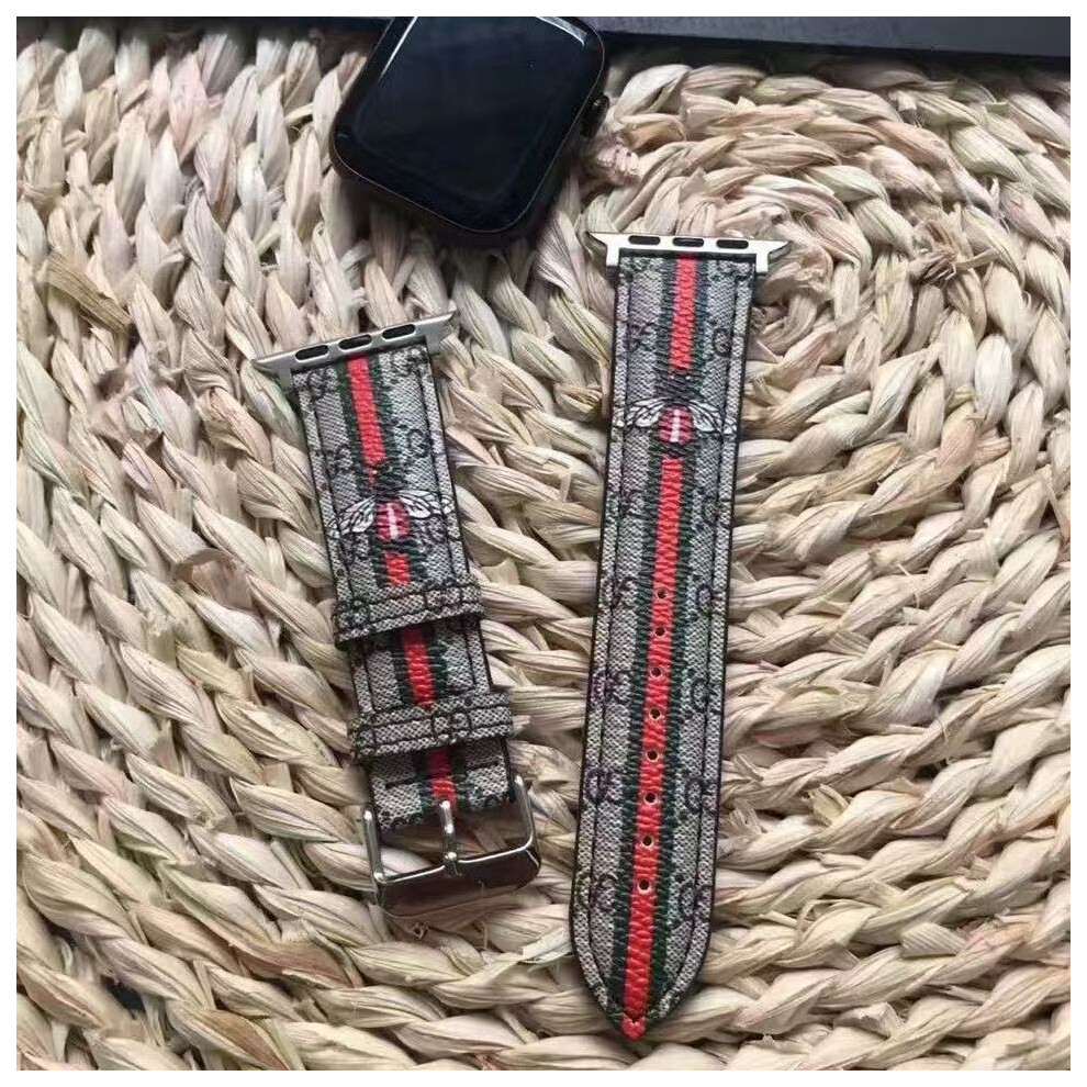 (C, Universal For Small 38/40/41Mm) Suitable For Apple 49 Watch Strap 42 Printed Edge Leather Wristwatch Strap 38Iwatch40 Leather Bowl Strap 44 Black 930870415300