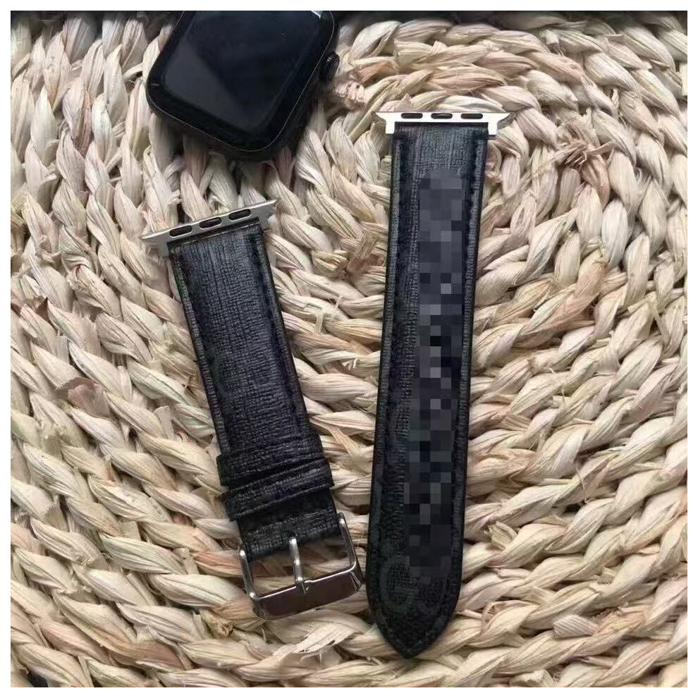 (D, Universal For Small 38/40/41Mm) Suitable For Apple 49 Watch Strap 42 Printed Edge Leather Wristwatch Strap 38Iwatch40 Leather Bowl Strap 44 Black 930870415324
