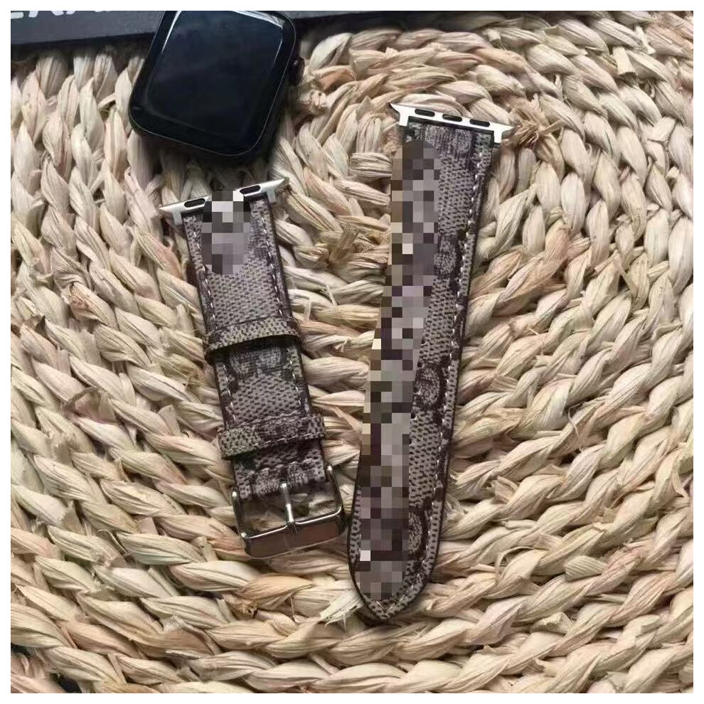 (F, Universal For Small 38/40/41Mm) Suitable For Apple 49 Watch Strap 42 Printed Edge Leather Wristwatch Strap 38Iwatch40 Leather Bowl Strap 44 Black 930870415362