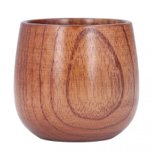 (M) Natural Solid Wood Water Cup Simple Big Belly Tea Coffee Mug Classical Wooden Cup for Kitchen Bar