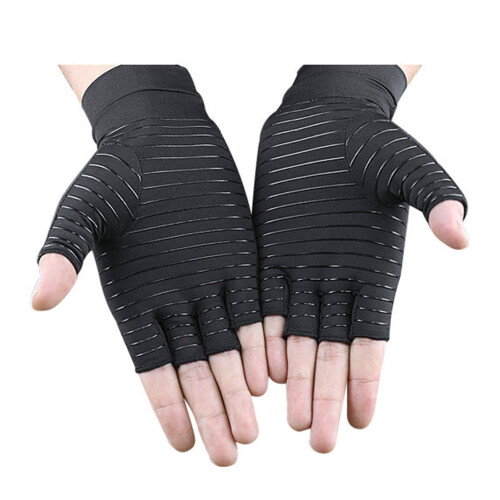 Copper Compression Arthritis Gloves, Fingerless, Anti Slip, Black, S 2