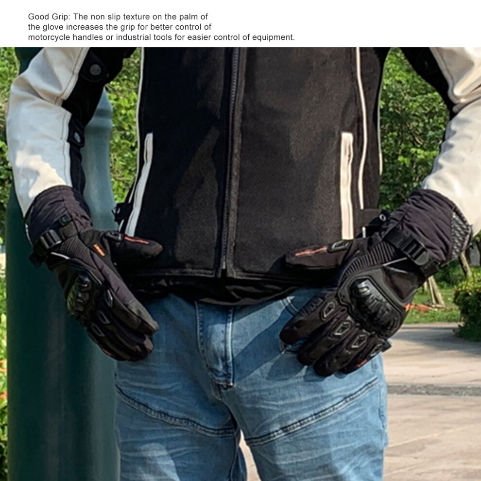 Motorcycle Touchscreen Gloves Waterproof Hard Knuckle Racing L Black 8101339176274