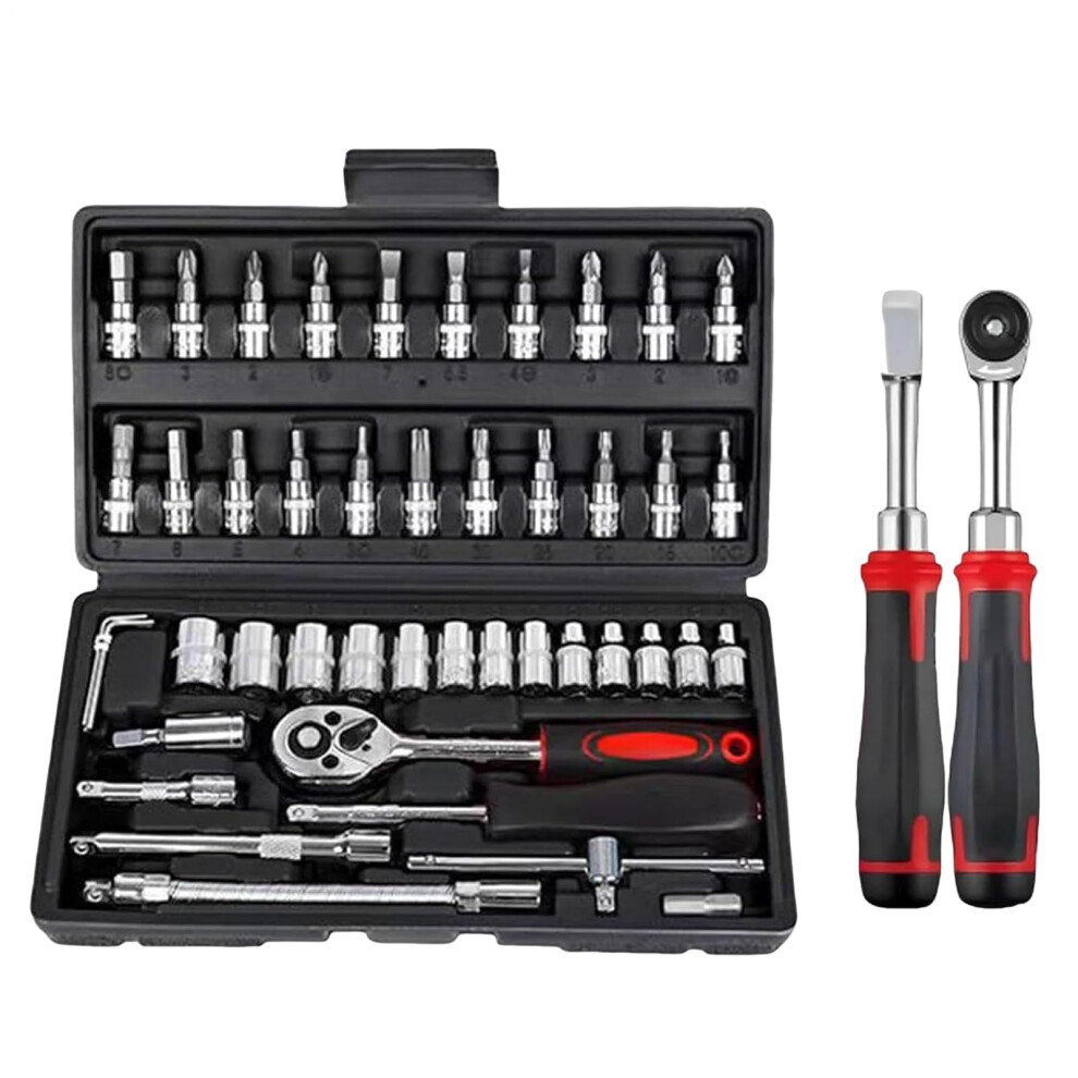 Electric Ratchet Wrench | Ergonomic Cordless Tool Set For Tire Changes, Automotive Maintenance, And Electrical Work - Black 6276012369778