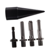 5-Piece Coated Firewood Drill Set for Wood Splitters, High-Performance Carbon Steel 15x3.8cm Wood Splitting Cone Drills