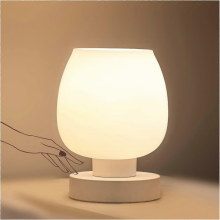 Touch Control Bedside Table Lamp - Modern Table Lamp for Bedroom Living Room Reading, White Opal Glass, LED Bulb, 3 Way Dimmable Desk lamp