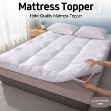 (Double ) Mattress Topper Luxury Soft 10cm Securely Fits with Elastic Straps Ultra Fluffy and Breathable Microfiber Topper