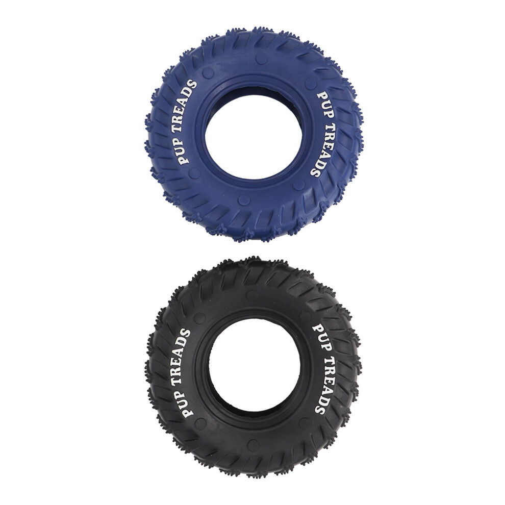 2Pcs Rubber Tire Dog Chew Toy Blue Black for Medium Large Dogs