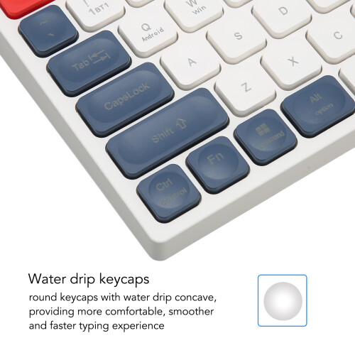 Wireless Keyboard Mouse Combo 2.4G Bluetooth 104 Keys Ergonomic White Blue 2