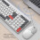 Wireless Keyboard Mouse Combo 2.4G Bluetooth 104 Keys Ergonomic White Blue 6