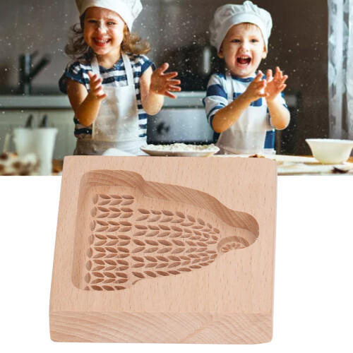 Durable Beech Wood Cookie Press Stamp for Biscuits and Gingerbread