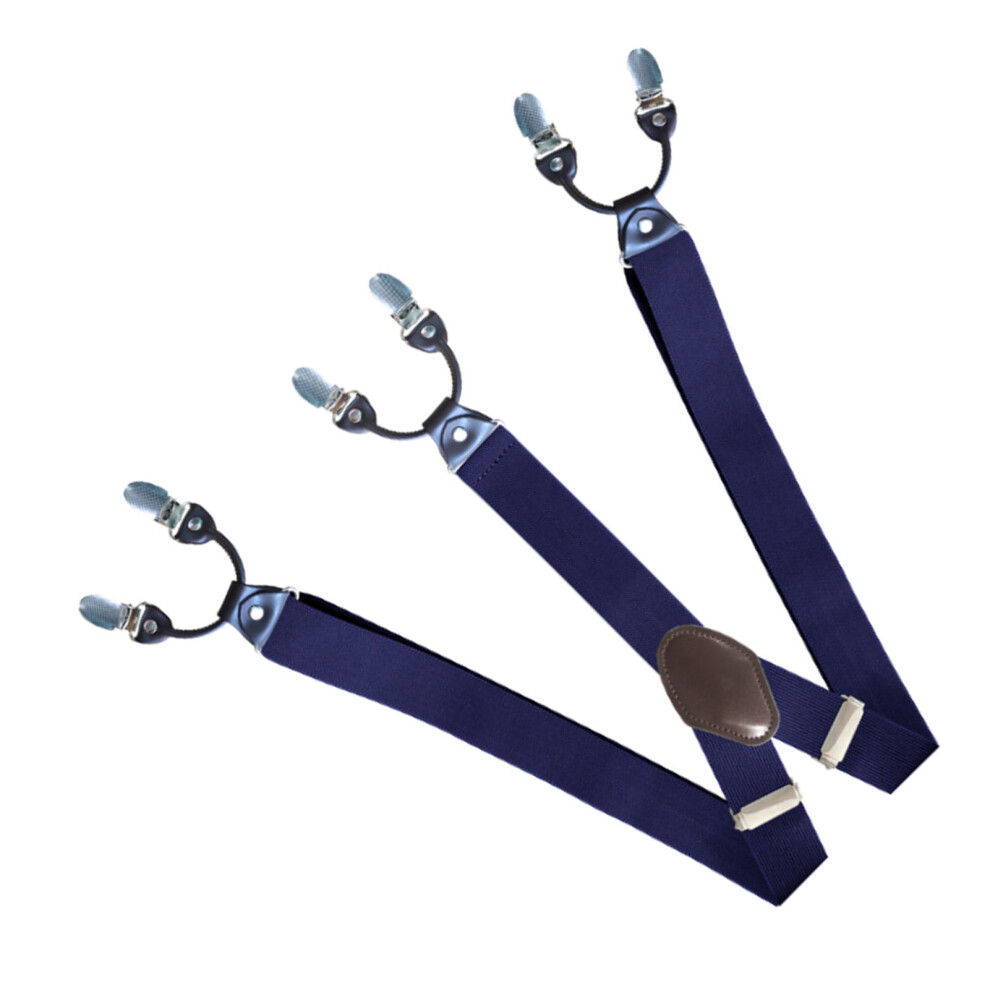 Men's Navy Blue Adjustable Clip Suspender Brace, 6 Clips, 125cm