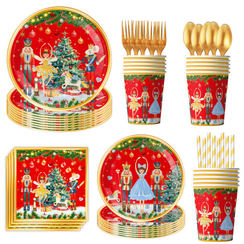 (Pull flag 16pcs) Christmas theme party supplies nutcracker tableware decoration party atmosphere layout props banner tablecloth 2