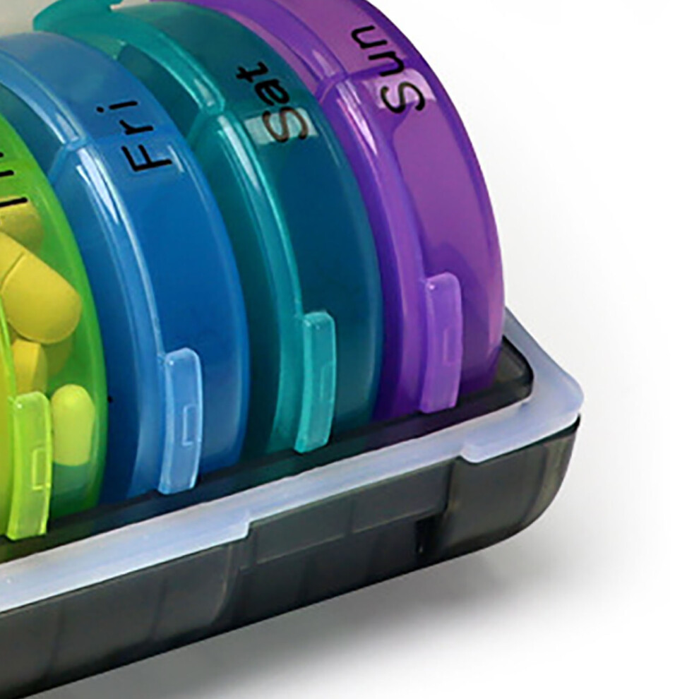 Black Weekly Medicine Box 7 Colors, 21 Compartments, Portable 150.7X80.3x70.7mm