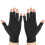 Half Finger Compression Arthritis Gloves Black Grey 16cm Circumference 21cm Length 6