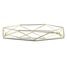 (Gold) Home Storage Tray Box Mirror Organizer Holder Tabletop