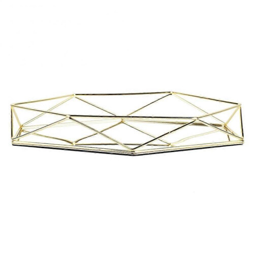 (Gold) Home Storage Tray Box Mirror Organizer Holder Tabletop