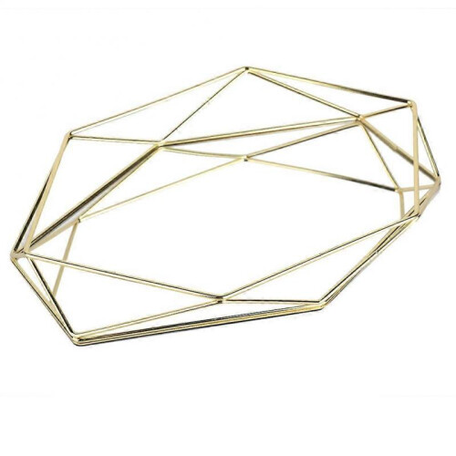 (Gold) Home Storage Tray Box Mirror Organizer Holder Tabletop 1
