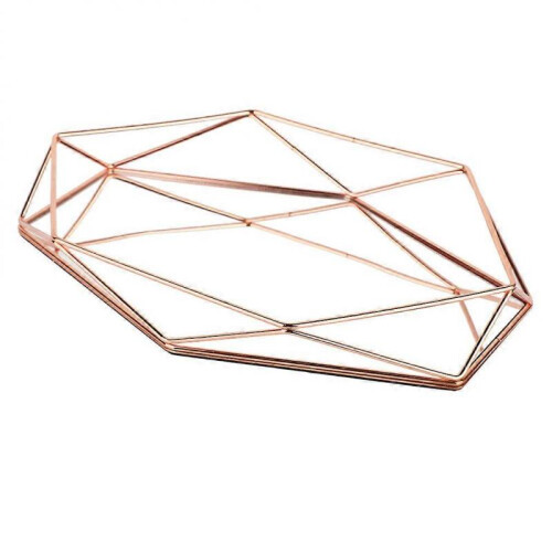 (Rose Gold) Home Storage Tray Box Mirror Organizer Holder Tabletop 2