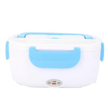 (Blue) Electric Heating Lunch Box Food Storage Container EU Plug 100-240V