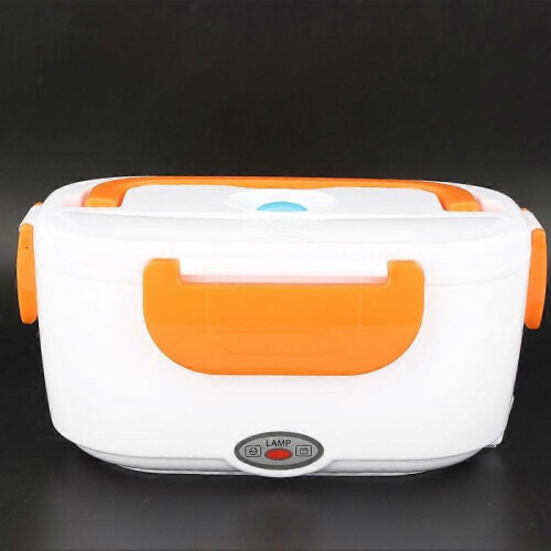 (Orange) Electric Heating Lunch Box Food Storage Container EU Plug 100-240V 1