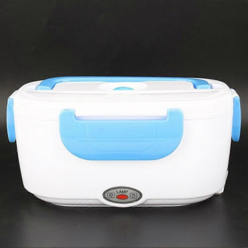 (Blue) Electric Heating Lunch Box Food Storage Container EU Plug 100-240V 1