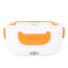 (Orange) Electric Heating Lunch Box Food Storage Container EU Plug 100-240V