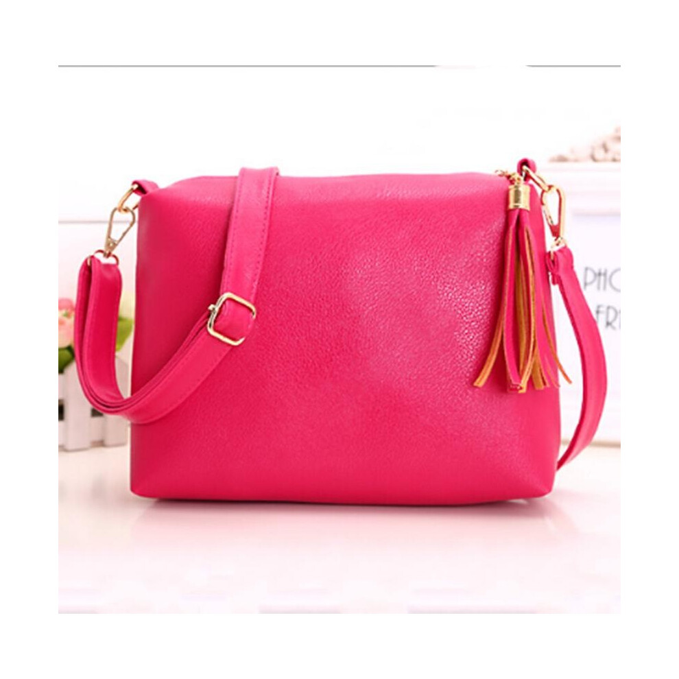 (RoseRed) Body Cross Women Bag Colorful Fashion Shoulder Diagonal Handbag Bagtassel