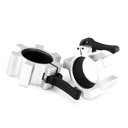 2PCS Aluminum Alloy 50mm Barbell Collar Lock Quick Release Silver 2