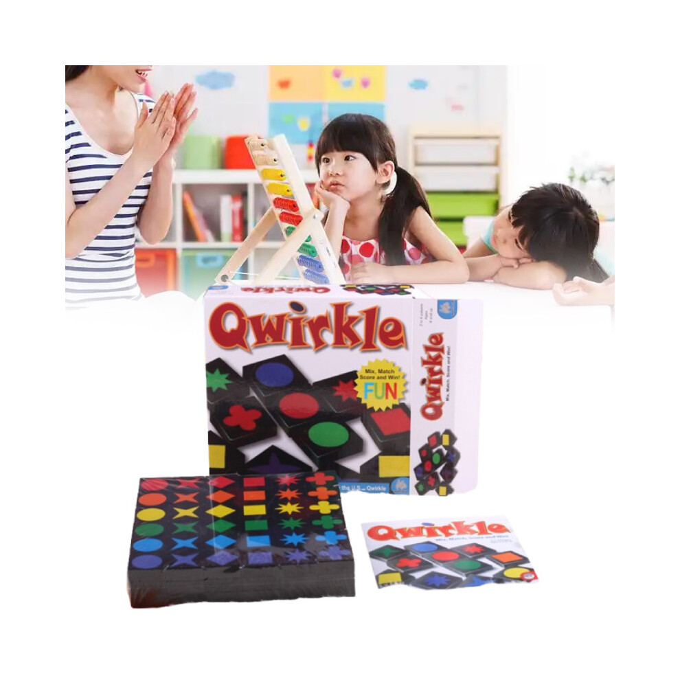Early Educational Qwirkle Toys Wooden Parent Child Two Player Game Chess Gift