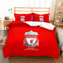 (Liverpool) Logo Team Soccer Double 3 Piece Bedding Set Ball Sports Collection Textiles Home