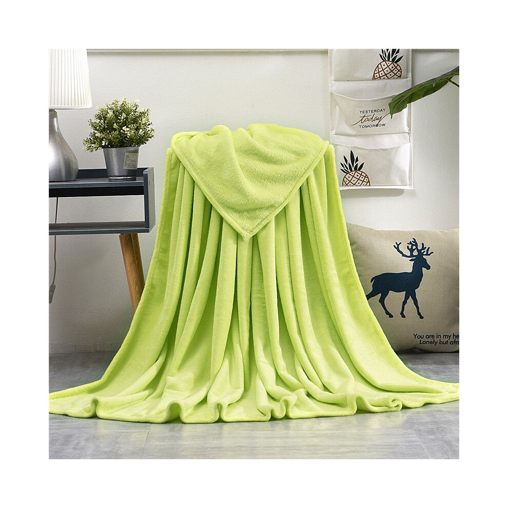 (, 100X140cm-Medium Size) 22 Colors Solid Sumptuous Light Winter Flannel Plush Fleece Soft Blanket Warm Green