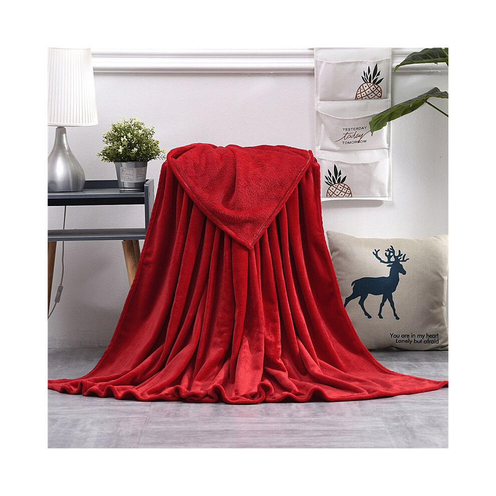 (, 200X230cm-Xxxlarge Size) 22 Colors Solid Sumptuous Light Winter Flannel Plush Fleece Soft Blanket Warm Red