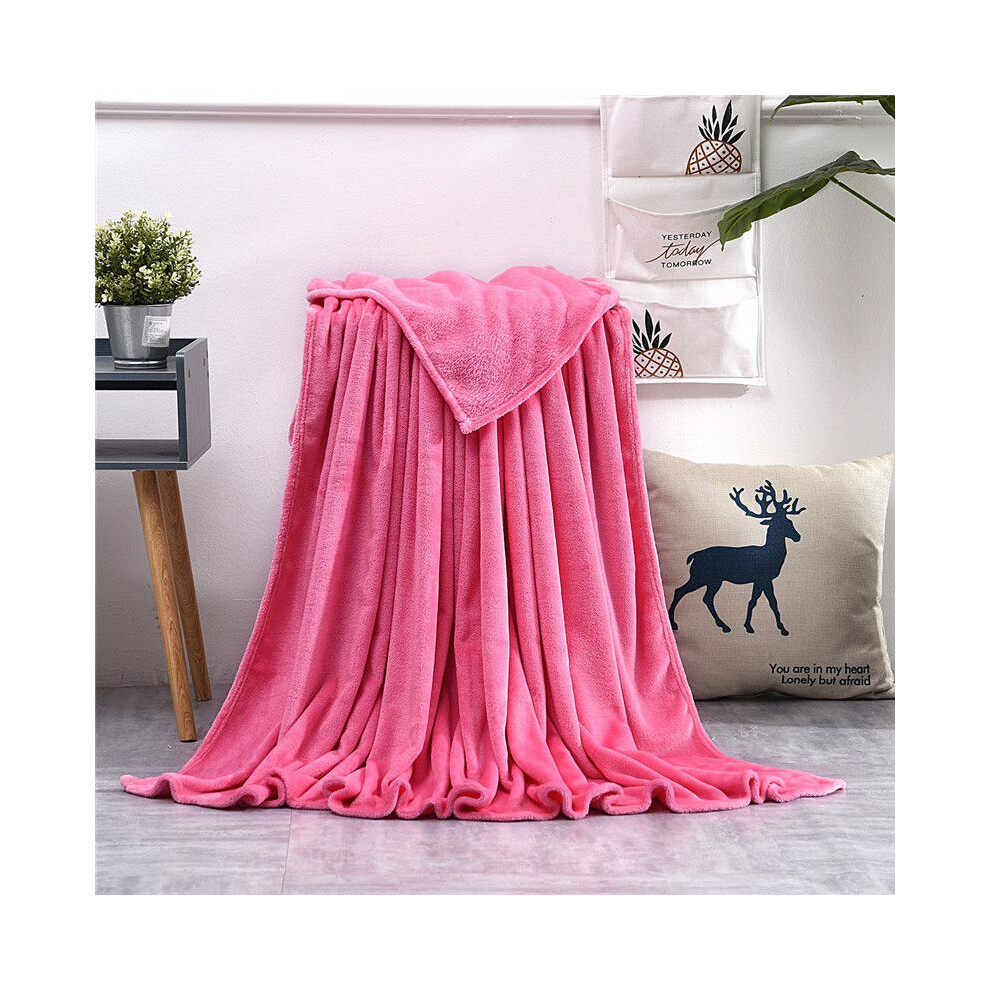 (Watermelon Red, 180X200cm-XXLarge Size) 22 Colors Solid Sumptuous Light Winter Flannel Plush Fleece Soft Blanket Warm-image-OPC-PJHXWSP-NEW