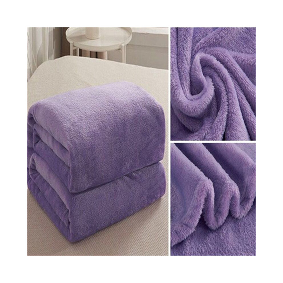 (Light 50X70cm-Mini Size) 22 Colors Solid Sumptuous Light Winter Flannel Plush Fleece Soft Blanket Warm Purple
