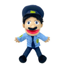 55cm Jeffy Police Officer Hand Puppet Plush Cosplay Game Stuffed Kids Toy Doll