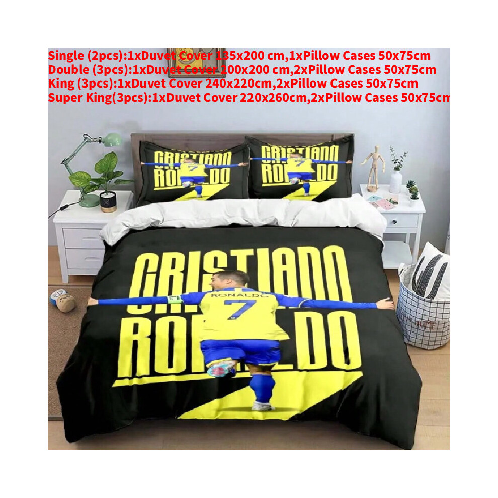 (Style B, 135X200cm) Ronaldo Digital Football Printing Duvet Cover Pillowcase Bedding For Bedroom Set