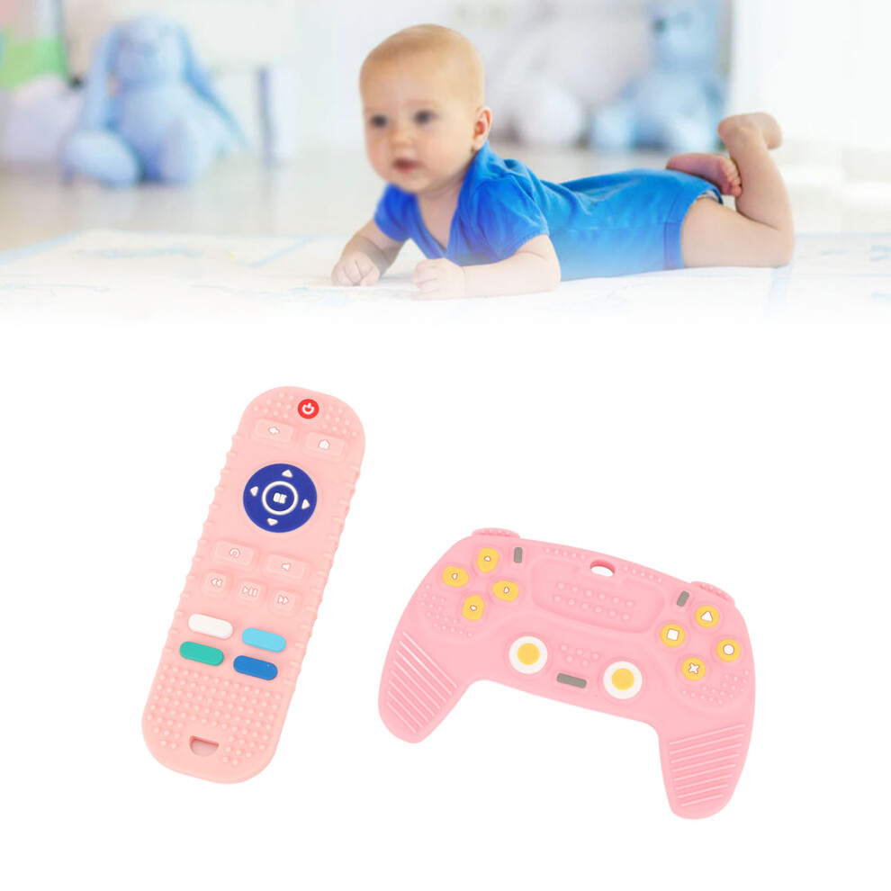2 Pack Silicone Baby Teething Toys Tv Remote Shape Safe Chew Sensory Pink
