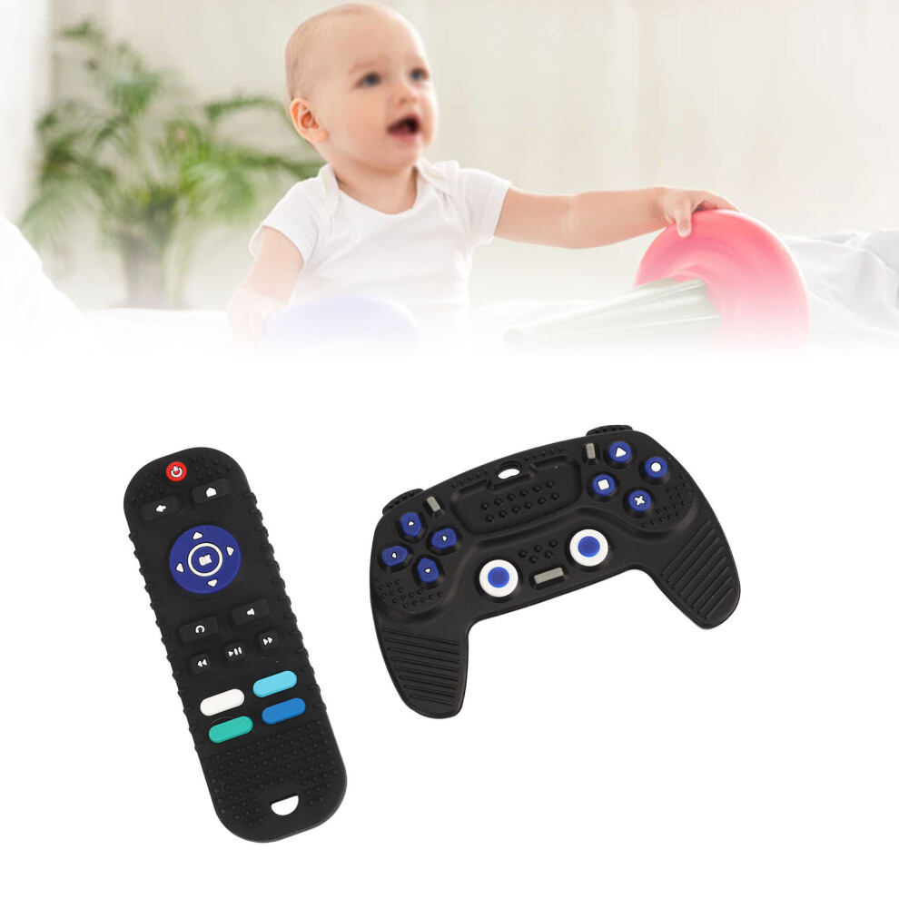 2 Pack Silicone Baby Tv Remote Teething Toys In Black