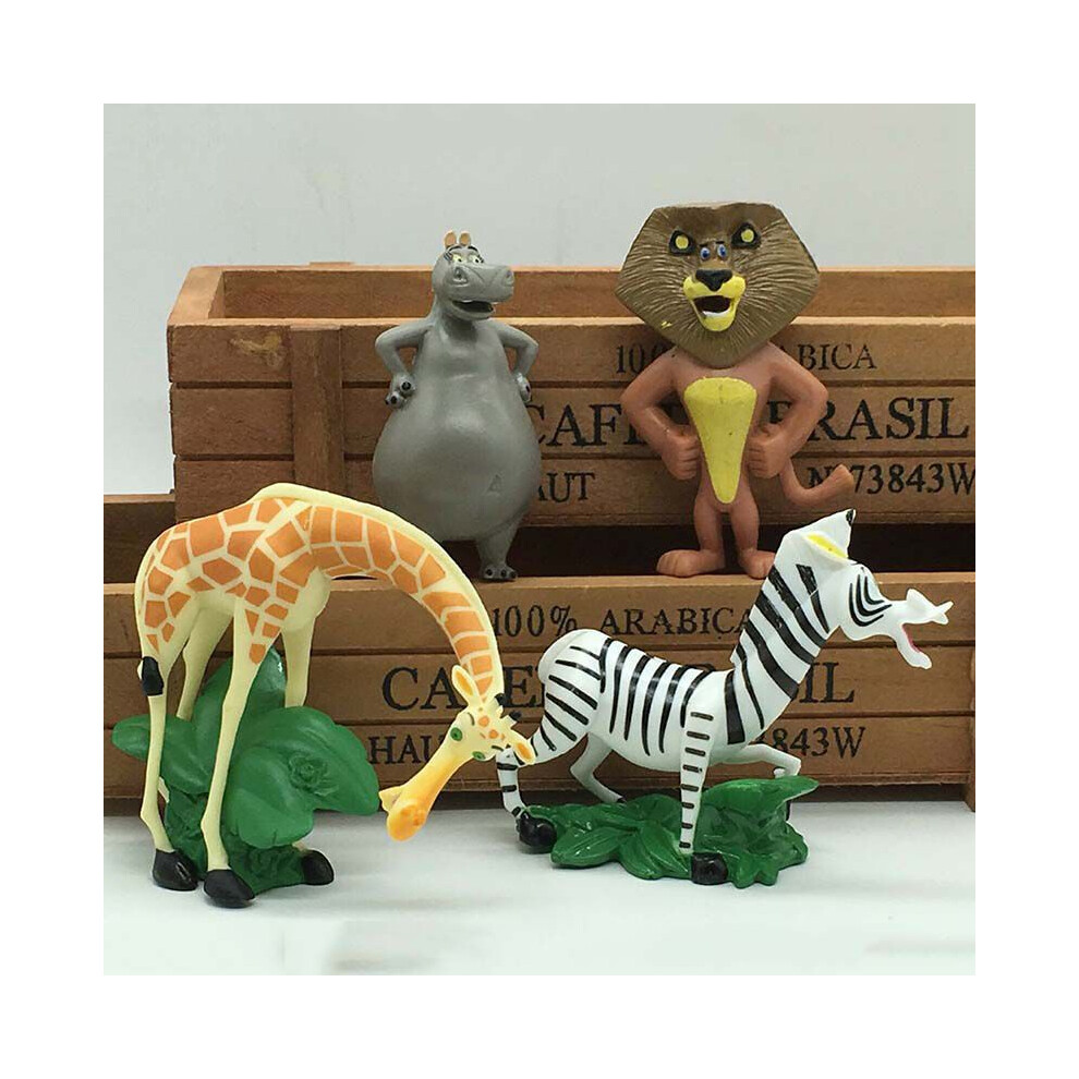 4pcs Movie Madagascar Action Figures Cake Toppers Animal Penguin Gift Toys Kids