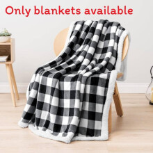 (Black, 130X 150 CM) White Buffalo Black Plaid Christmas Blanket Thick Blankets For Couch Bed And