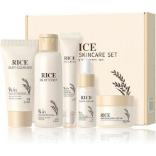 Korean Skincare Set, Glass Skin Care Set, Rice Skin Care Set - Rice Cleanser, Toner, Serum, Cream, Eye Cream, Facial Kit for Glowing Skin, Gift Set fo