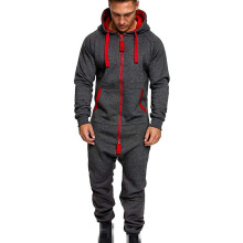 (DarkGray, XL) Mens Long Sleeve Camouflage Onesie Jumpsuit Tracksuit Overalls Fitness Zipper