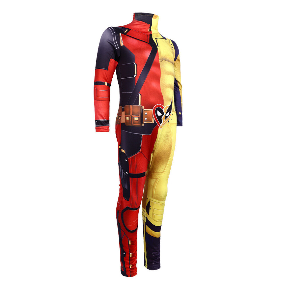 (130 Children) Character Deadpool Wolverine Patchwork Bodysuit Halloween Suit Cosplay Costume