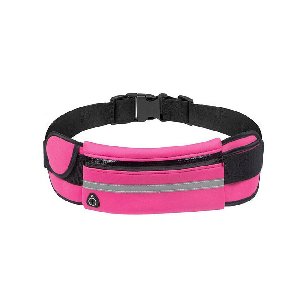 (Rose)Ceinture de course imperméable poche taille fesses sac banane camping sport randonnée sacs fermeture éclair