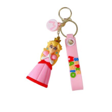 (Peach)Porte-clés Princesse Pêche Super Mario Brothers porte-clés pendentif sac cadeau charmant