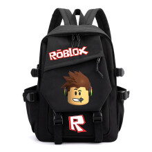 (Black A)Roblox Campus-Stil Oxford Stoff Rucksack mehrere Muster Teenager Studenten Taschen