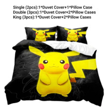 (Style O,King(240*200cm))Parure de lit Pikachu housse de couette simple double king taies d'oreiller dessin animé ventilateurs enfant