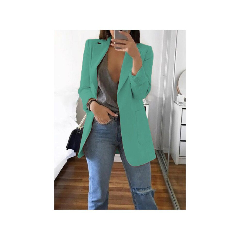 (Green,M)Blazer décontracté à manches longues col rabattu ample pour femmes vêtements d'extérieur pour femmes
